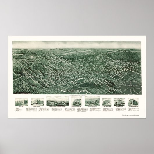Pearl River, NY Panoramic Map - 1924 Poster (Voorkant)