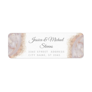 Pearl roos goudmarmer agate kalligrafie etiket