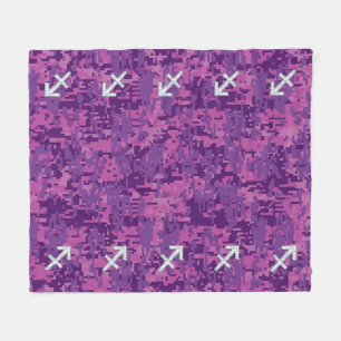 Pearl Sagittarius Zodiac Sign Fuchsia Digital Camo Fleece Deken