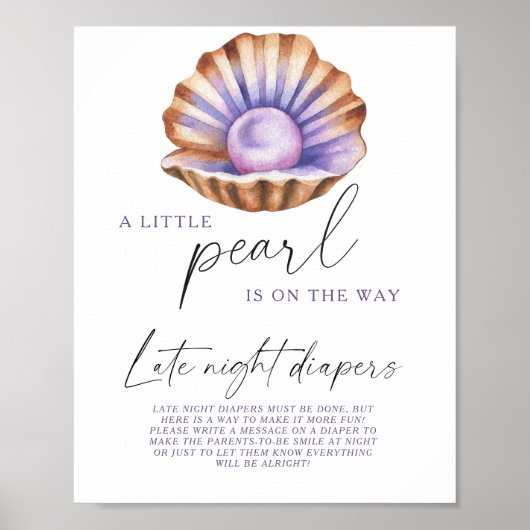 Pearl shell baby shower Late night diapers game Poster (Voorkant)