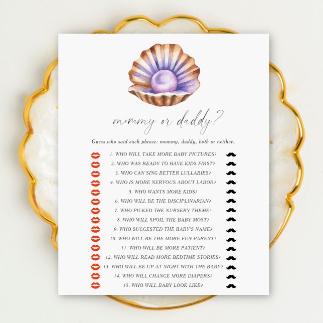 Pearl shell- mommy or daddy baby shower game (Creator heeft geüpload)