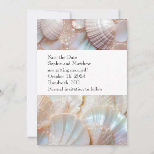 Pearl Shells Classic Elegant Save the Date Kaart (Voorkant)