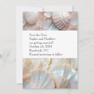 Pearl Shells Classic Elegant Save the Date Kaart