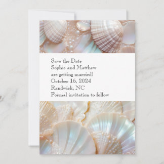 Pearl Shells Classic Elegant Save the Date Kaart