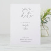 Pearl Shimmer Bruiloft Minimalistisch Modern Save The Date (Staand voorkant)