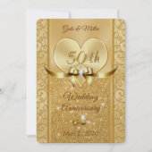 Pearl Shimmer Golden Anniversaire Invitations (Devant)