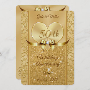 Pearl Shimmer Golden Anniversaire Invitations