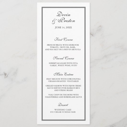 Pearl Shimmer Wedding Menu (Voorkant)