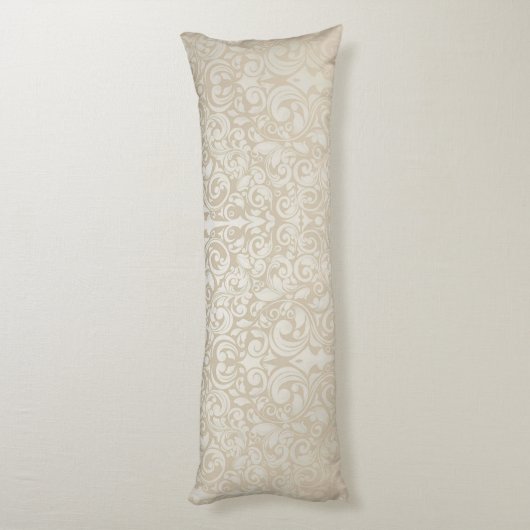 Pearl Silver  Damask Pattern Lichaamskussen (Achterkant (Verticaal))