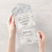 Pearl Silver Glam Glitter Hearts      All In One Uitnodiging (Afscheurbaar)