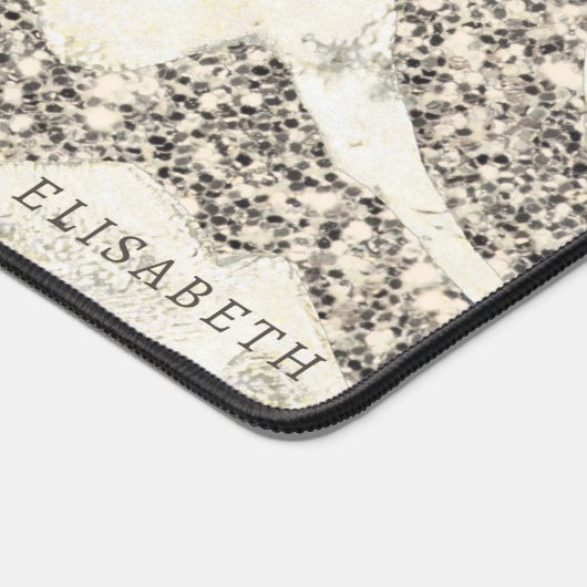 Pearl Silver Glitter Zebra Naam of monogram toevoe Bureaumat (Hoek)