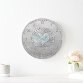 Pearl Silver Heart Monogram Weddenschap Jubileum Grote Klok (Huis)
