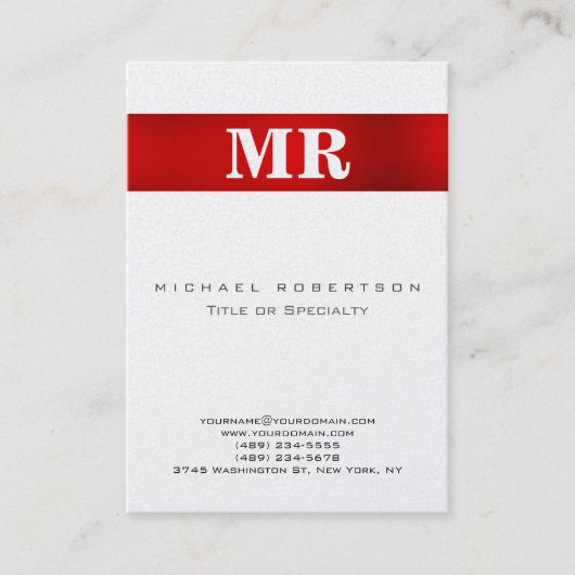 Pearl Stylish Monogramme Carte de visite blanc rou (Devant)