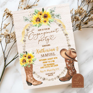Pearl Sunflower Boots Engagement Party Uitnodiging