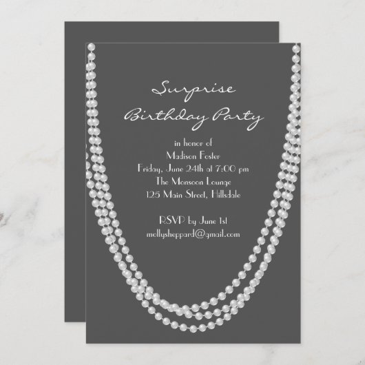 Pearl Surprise 1920 Invitation gris (Devant / Derrière)