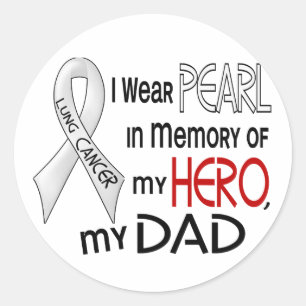 Pearl ter nagedachtenis van mijn vader Lung Cancer Ronde Sticker