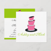 Pearl Wedding Cake Invitations Pink Green Kaart (Voorkant / Achterkant)
