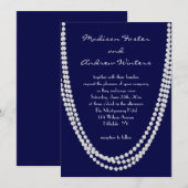 Pearl Wedding Invitation - blauw 1920 Kaart (Voorkant / Achterkant)