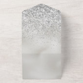 Pearl White Luxe Silver Glitter     All In One Uitnodiging (Buitenkant)