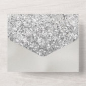 Pearl White Luxe Silver Glitter     All In One Uitnodiging (Achterkant)