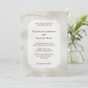 Pearl White Luxe Wedding Kaart