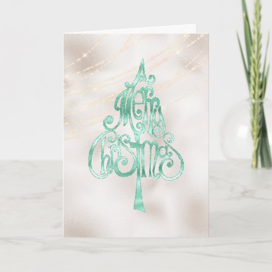 Pearl White Mint Green Christmas Tree Kaart (Voorkant)