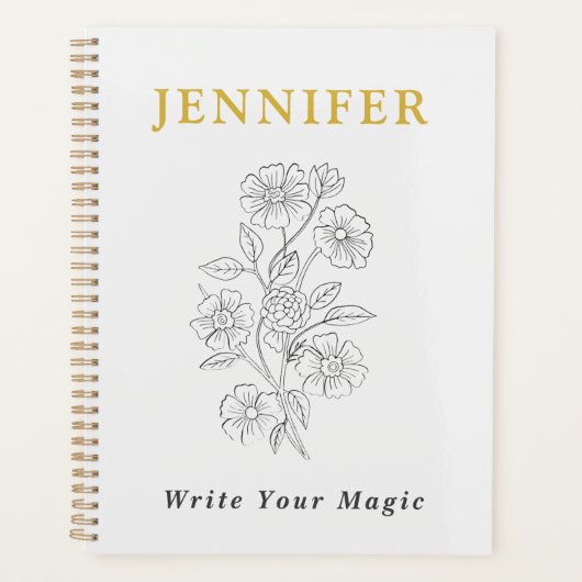 Pearl White Notebook with Gold Line – Elegant  Planner (Voorkant)