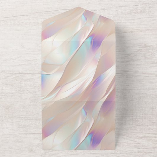 Pearl Wit Blauw Paarse Abstract All In One Uitnodiging (Buitenkant)