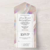 Pearl Wit Blauw Paarse Abstract All In One Uitnodiging (Binnen)