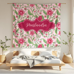 Pearlandra Roze Art Nouveau Bloemenwijnstok Fleece Deken