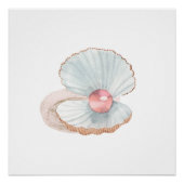 Pearle rose dans Clam Shell Aquarelle Poster Impri (Devant)