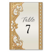 Pearles blanches ornées d'or Numéro de table (Dos)