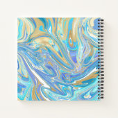 Pearlescent Aqua & Gold Liquid Marble Notitieboek (Achterkant)