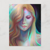 Pearlescent Fantasy AI Art  Etherische Vrouw Briefkaart (Voorkant)