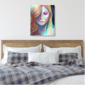 Pearlescent Fantasy AI Art  Etherische Vrouw Canvas Afdruk (Insitu (Slaapkamer))