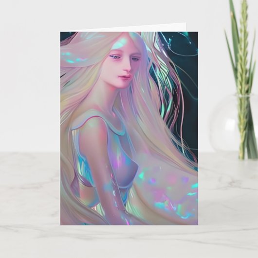 Pearlescent Fantasy AI Art  Etherische Vrouw Kaart (Voorkant)