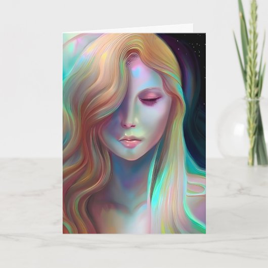 Pearlescent Fantasy AI Art  Etherische Vrouw Kaart (Voorkant)