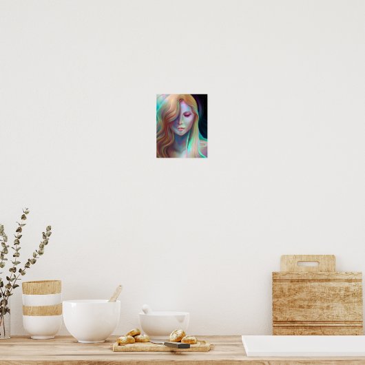 Pearlescent Fantasy AI Art  Etherische Vrouw Poster (Keuken)