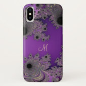 Pearlescent Paars Fractal Monogram iPhone Case (Achterkant)