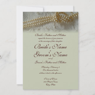 Pearls and Lace Wedding Invitation (Formele uitnod Kaart