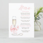 Pearls and Prosecco Whimsical Chic Menu Cards (Debout devant)