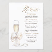 Pearls and Prosecco Whimsical Chic Menu Cards (Devant)