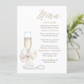 Pearls and Prosecco Whimsical Chic Menu Cards (Debout devant)