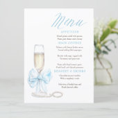 Pearls and Prosecco Whimsical Chic Menu Cards (Debout devant)