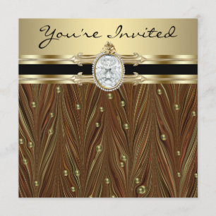 Pearls Black Gold Womans Birthday Party Kaart