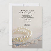 Pearls Blue Lace Fête des Mères Brunch Invitation (Devant)
