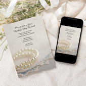 Pearls Blue Lace Fête des Mères Brunch Invitation