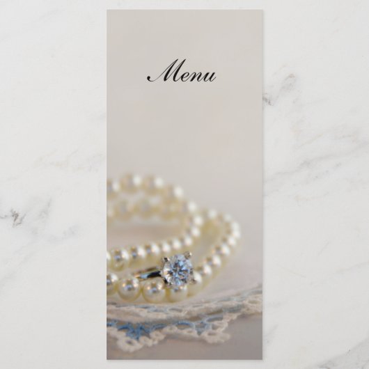 Pearls, Diamond Ring and Blue Lace Wedding Menu (Achterkant)