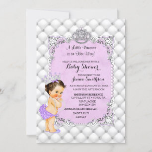 Pearls Diamonds Brunette Princess Baby Lavender Kaart