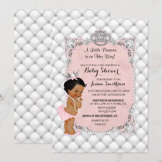 Pearls Diamonds Ethnic Princess Baby Girl Glam Kaart (Voorkant / Achterkant)